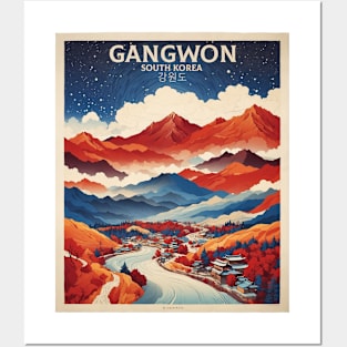 Gangwon South Korea Starry Night Travel Tourism Retro Vintage Posters and Art